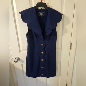 Anthropologie Navy Blue Scalloped Dress